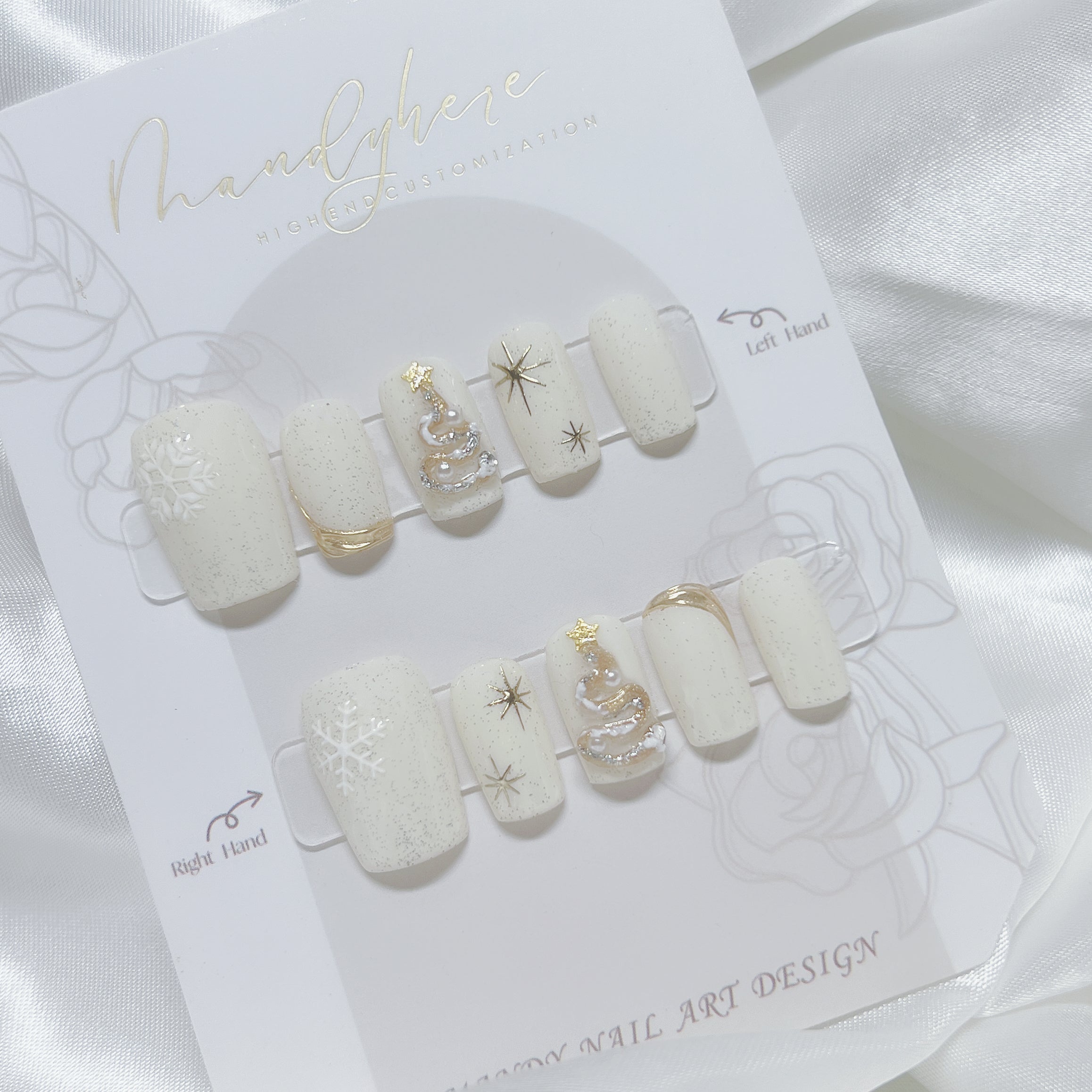 穿戴甲 C03 米白聖誕樹 Christmas