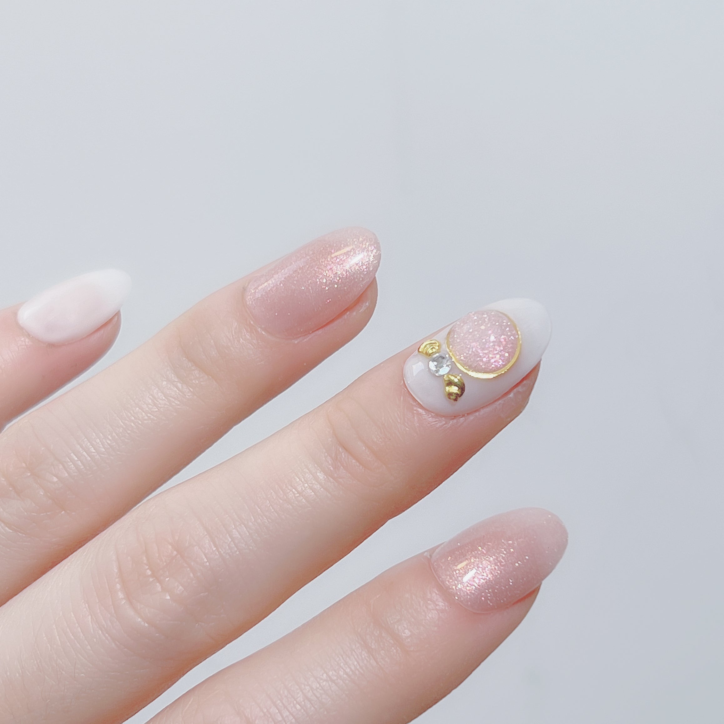 穿戴甲 C12 粉紅聖誕水晶球 Christmas