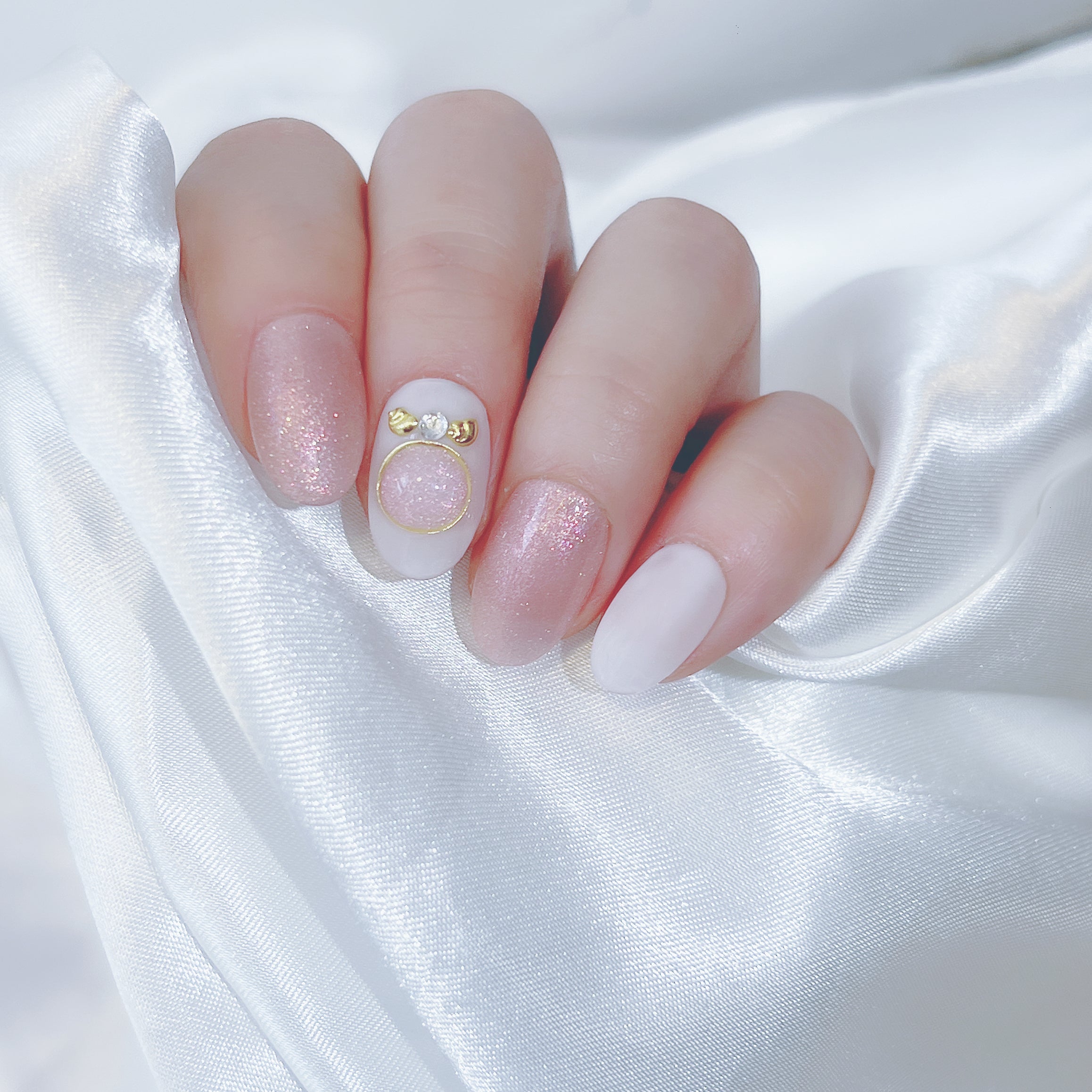 穿戴甲 C12 粉紅聖誕水晶球 Christmas