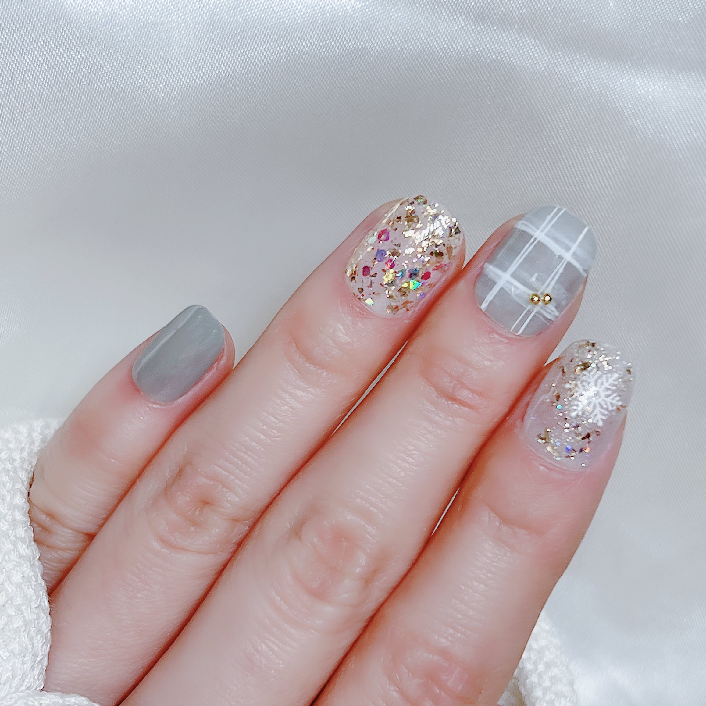 穿戴甲 格紋閃片 C21 Christmas MANDYHERE