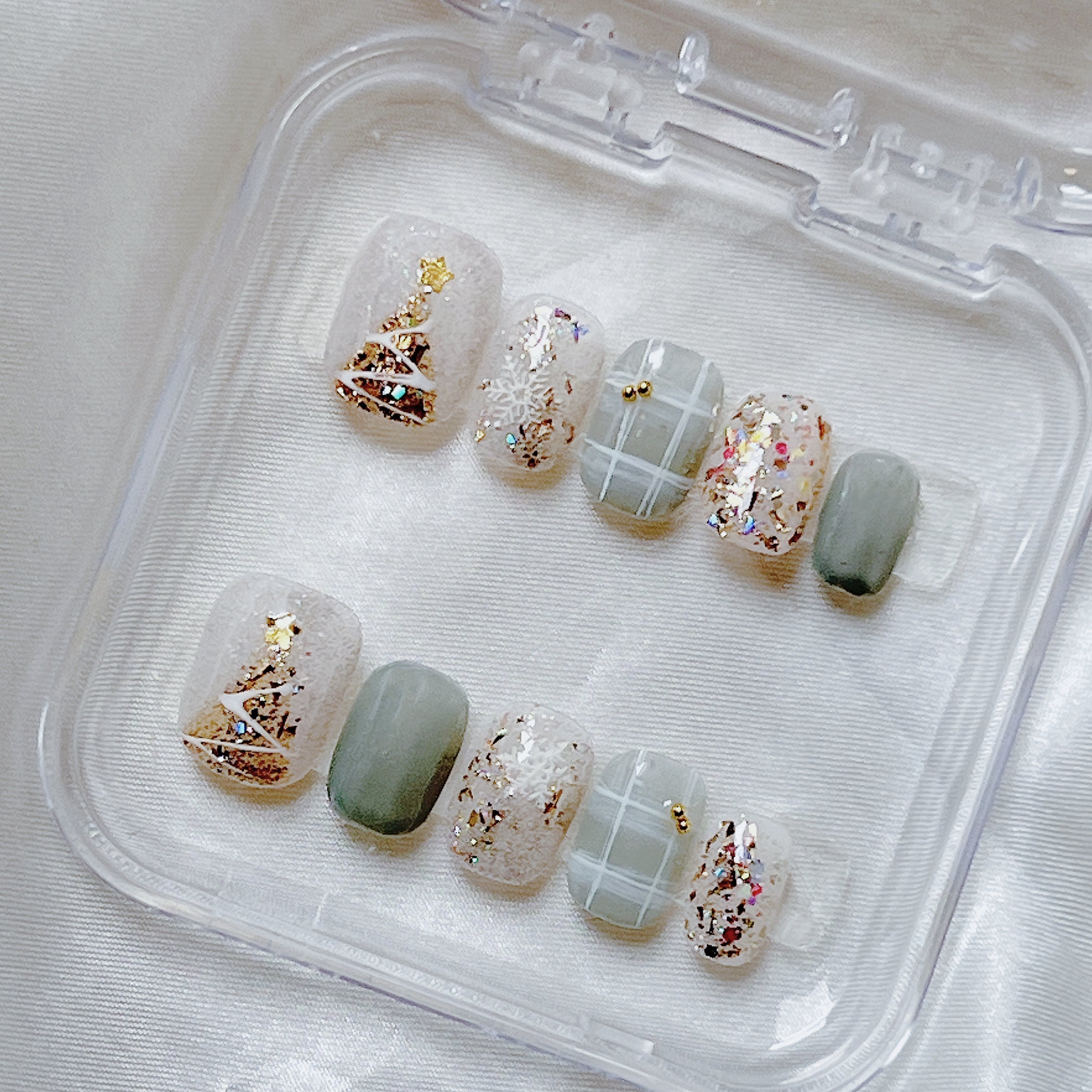 穿戴甲 格紋閃片 C21 Christmas MANDYHERE