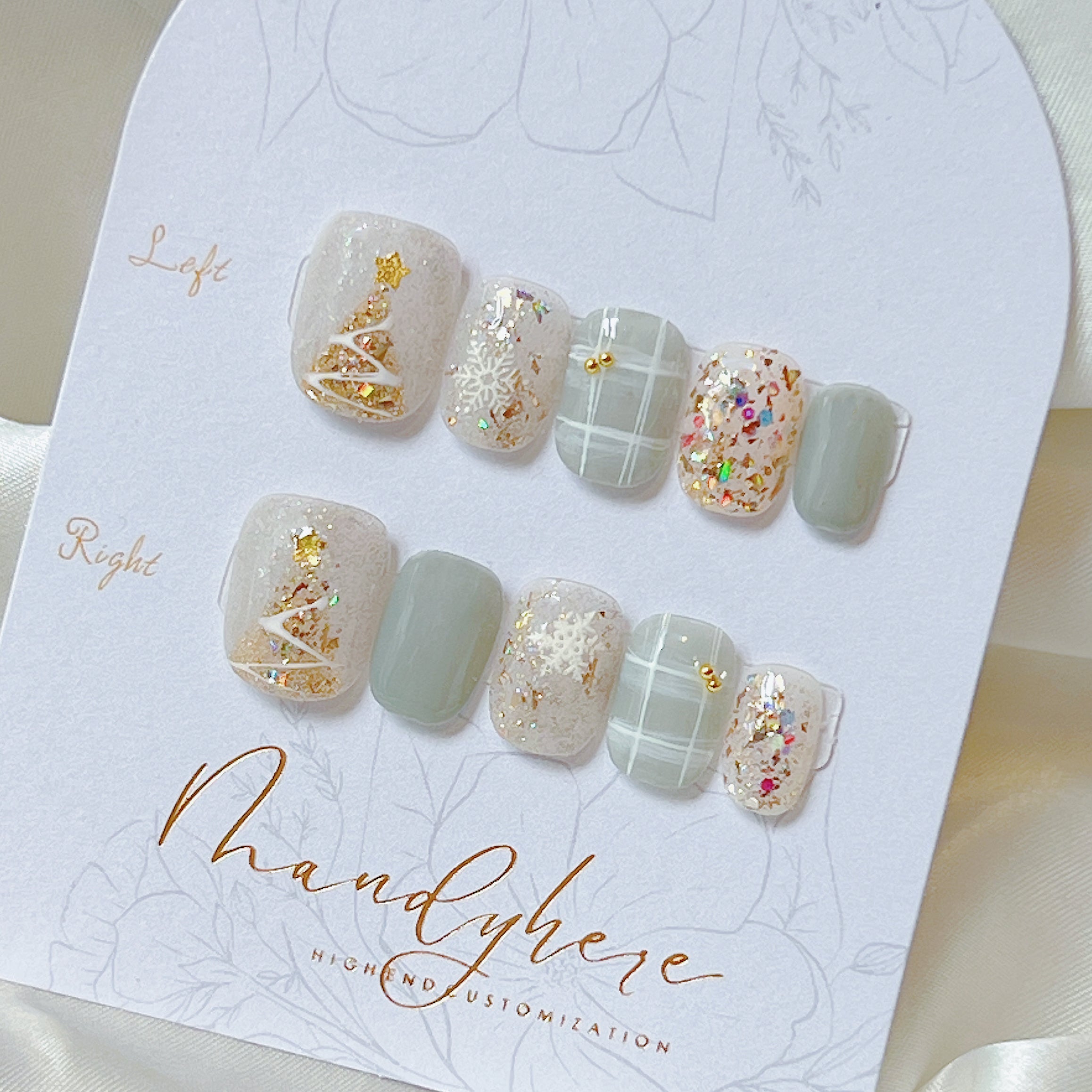 穿戴甲 格紋閃片 C21 Christmas MANDYHERE