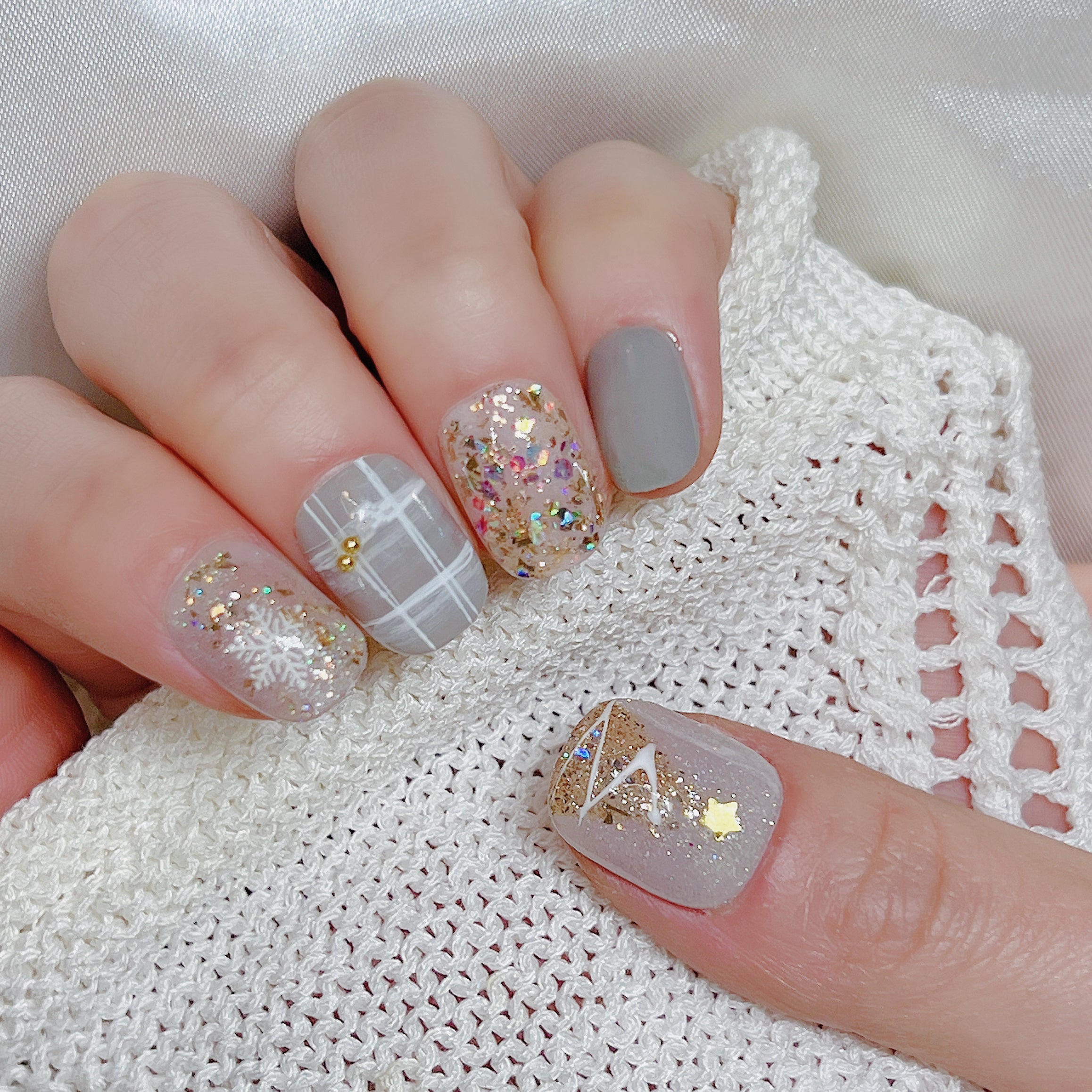 穿戴甲 格紋閃片 C21 Christmas MANDYHERE