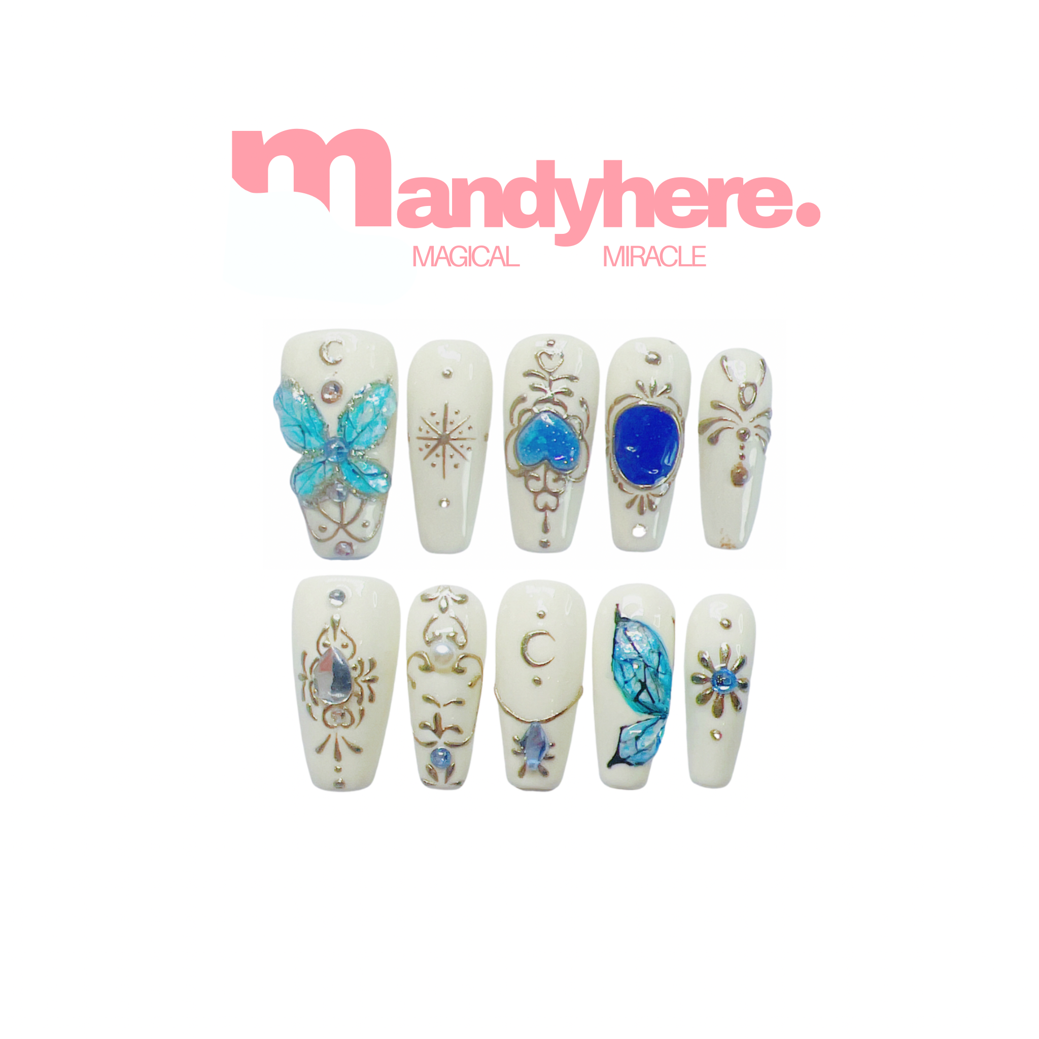 穿戴甲 巴洛克水鑽晶石蝴蝶 U01 Butterfly