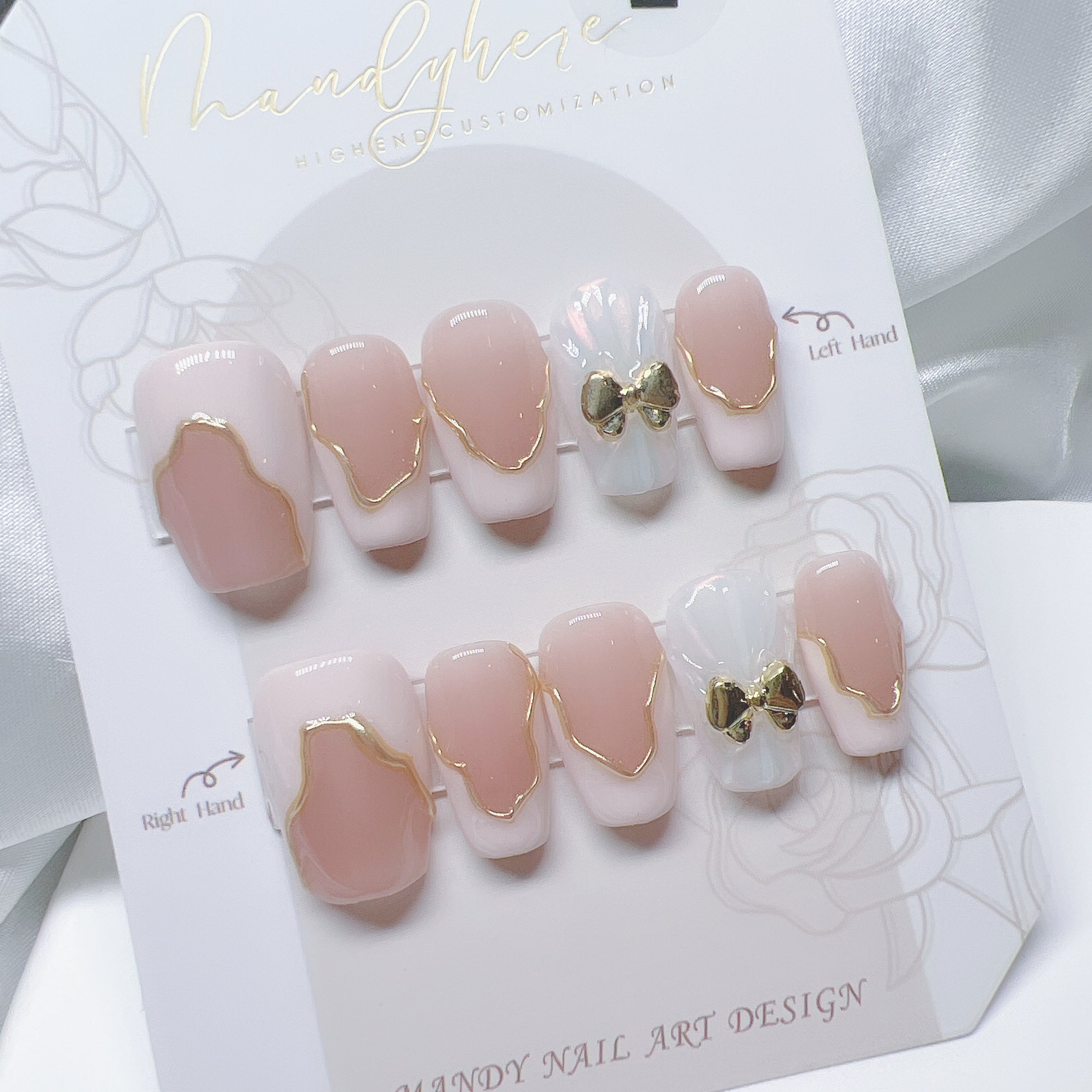 穿戴甲 奶白蝴蝶結O10 SALE