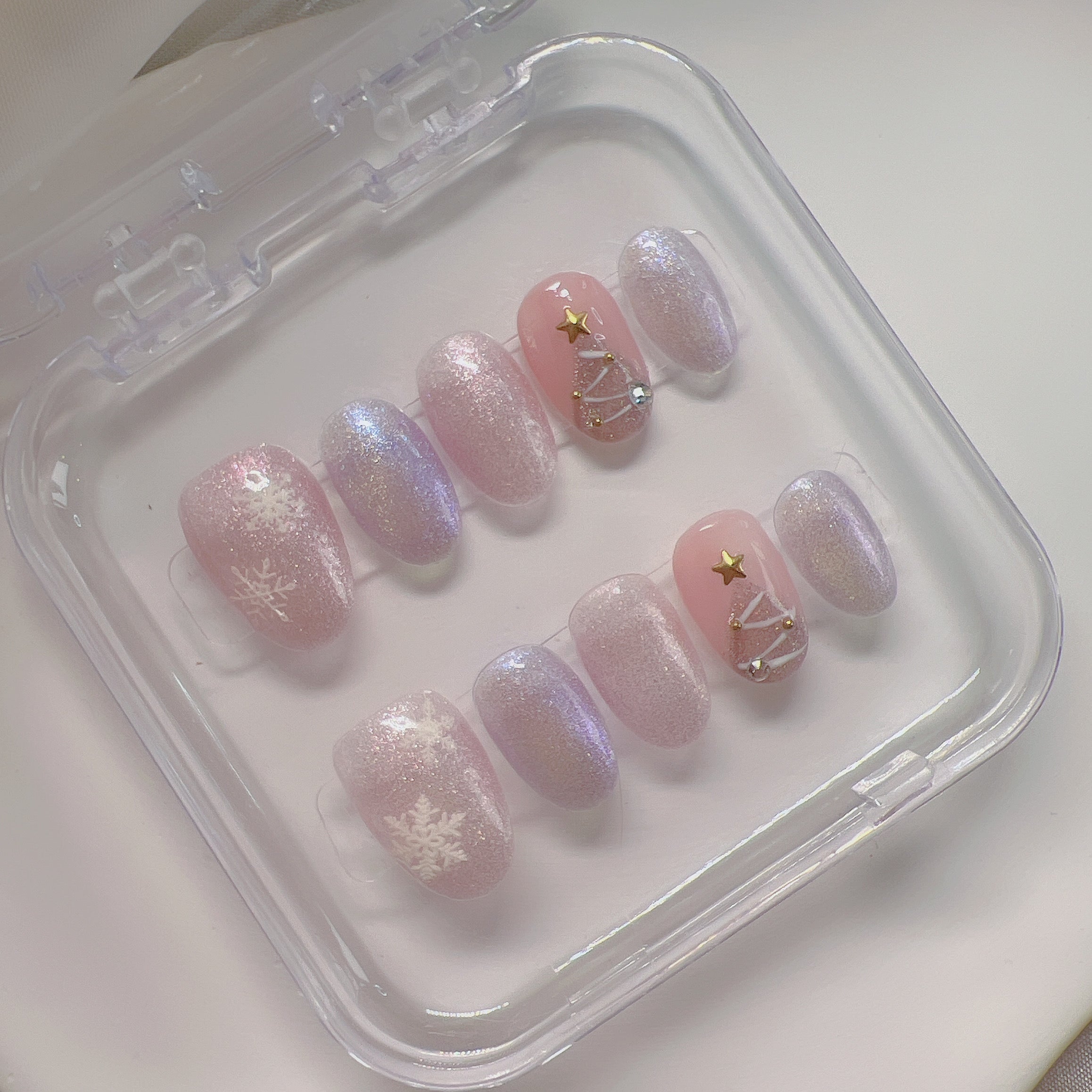 穿戴甲 C07 彩虹貓眼聖誕樹 Christmas