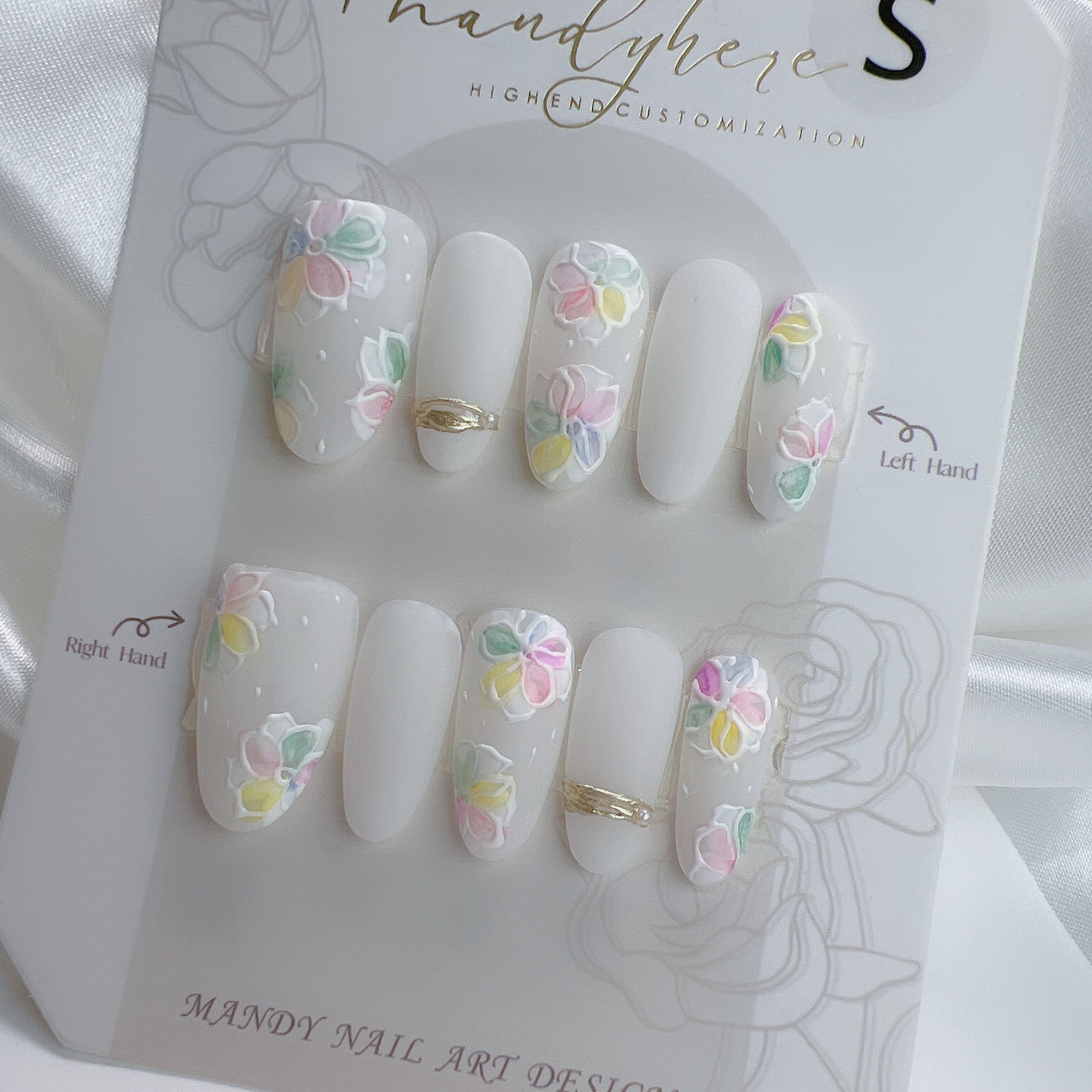 穿戴甲 水彩浮雕小花 F14 花語