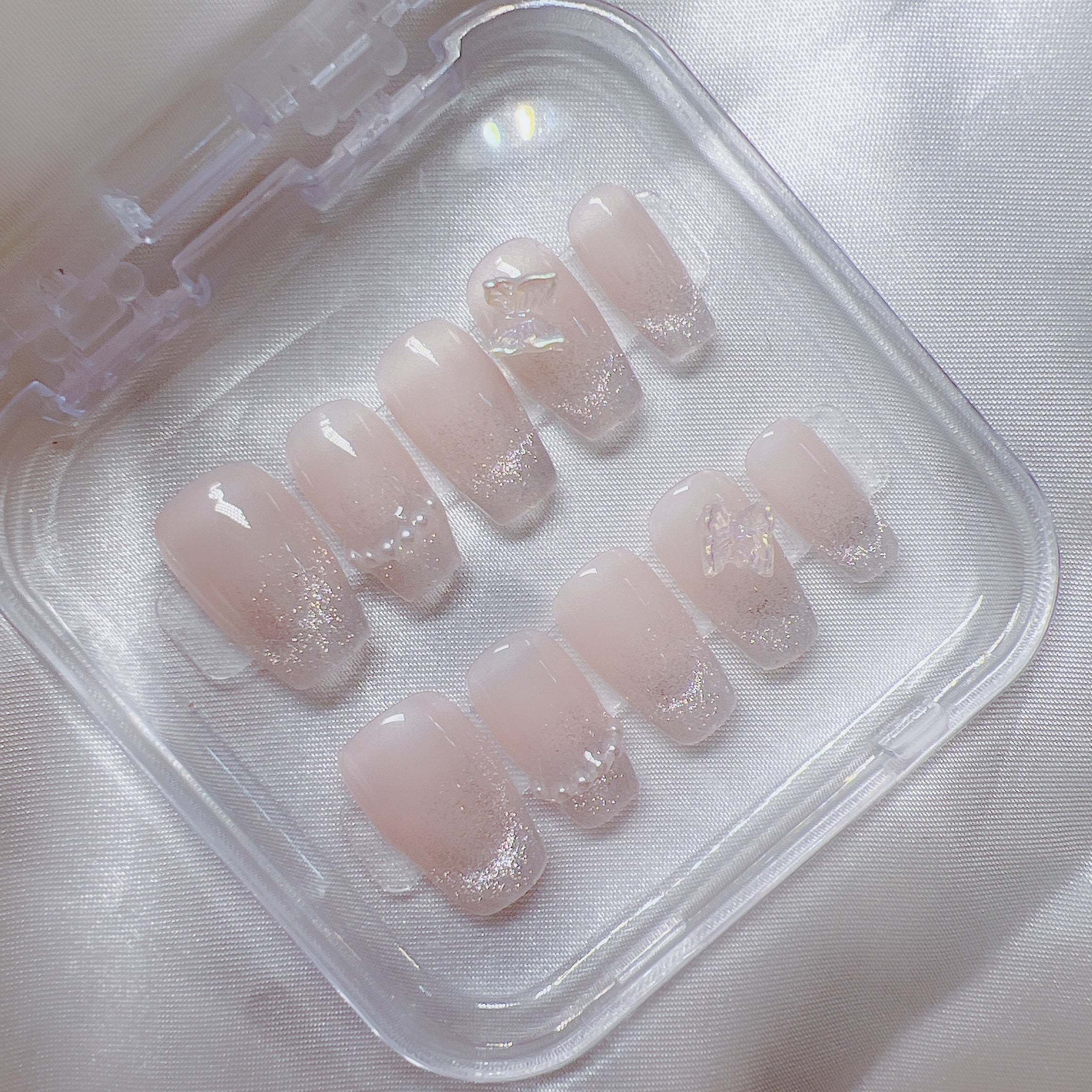 穿戴甲 O32  粉紅貓眼蝴蝶 SALE