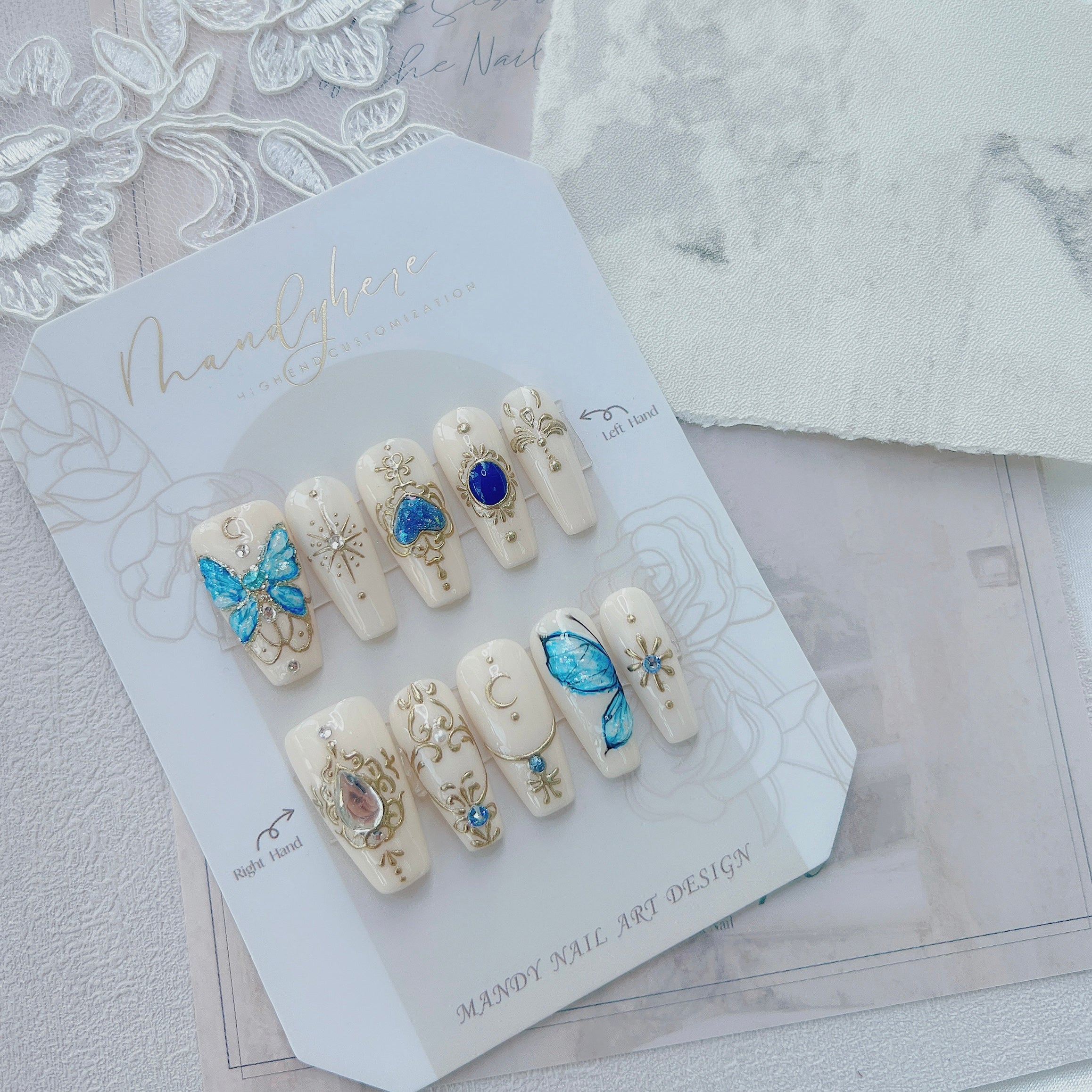 穿戴甲 巴洛克水鑽晶石蝴蝶 U01 Butterfly