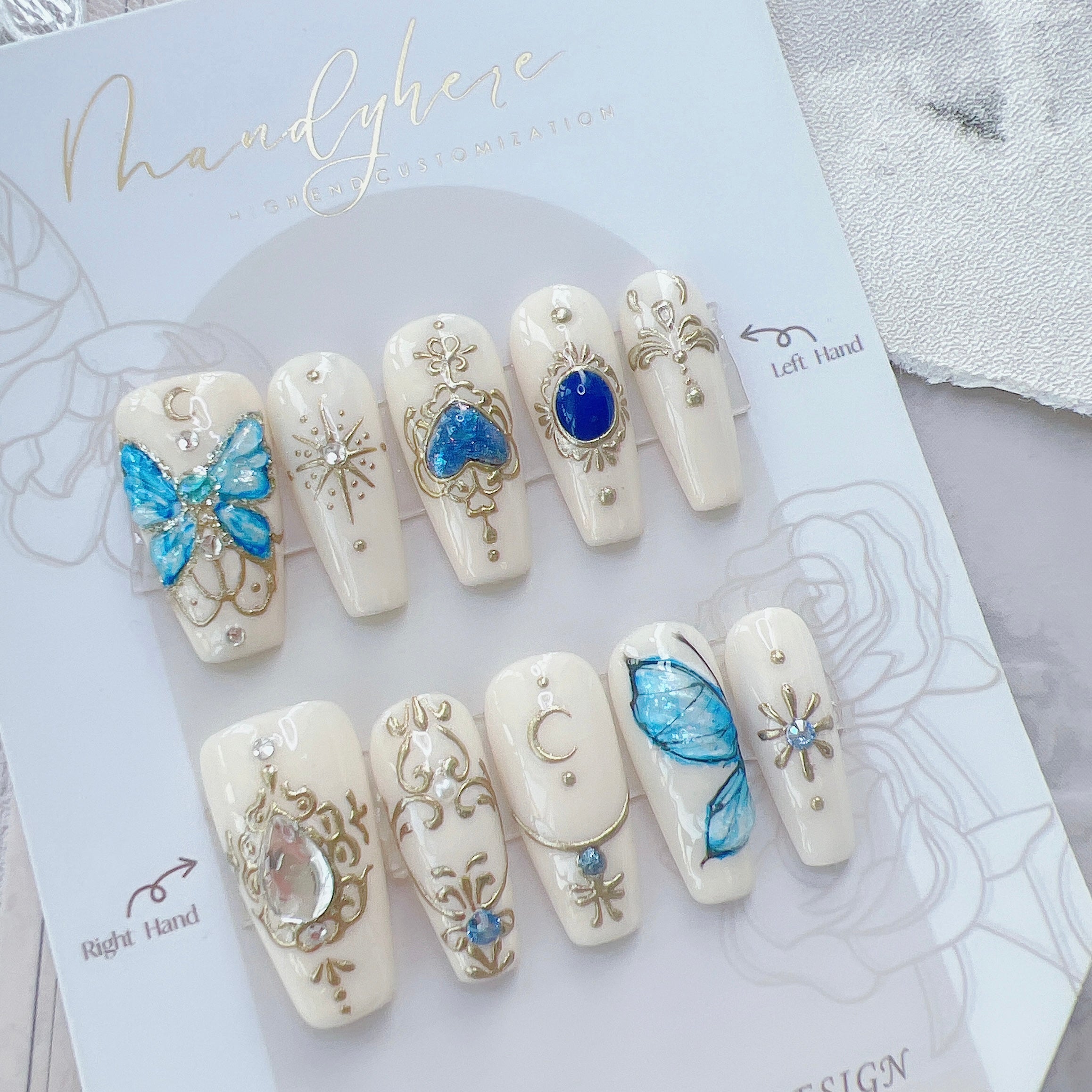 穿戴甲 巴洛克水鑽晶石蝴蝶 U01 Butterfly