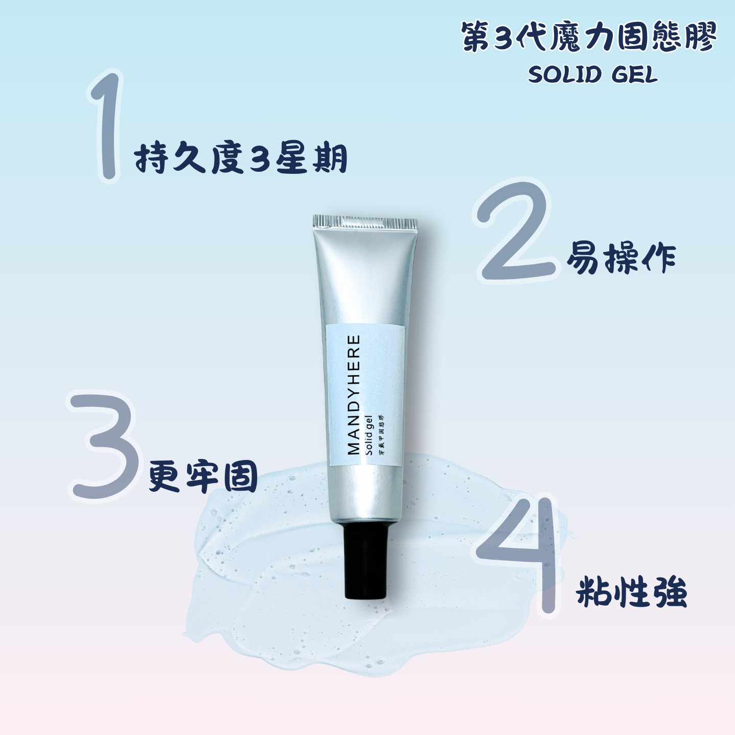 MANDYHERE 穿戴甲 魔力膠 固態甲片膠 持久不傷甲 30ML 月拋穿戴甲